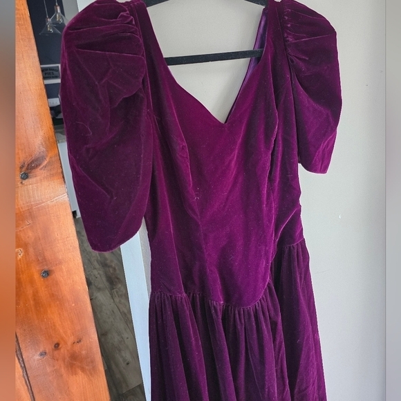 Vintage Alfred Angelo 80s Velvet Purple Dress USA Made 9 / 10 - Picture 2 of 6